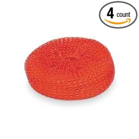 Tough Guy 2NTJ1 Plastic Mesh Scrubber, Red, PK 4