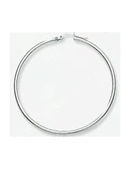 14k White Gold Plain Hoop Earrings
