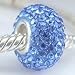 C5. Crystal Bead Light Sapphire, Sterling Silver Core Swarovski Crystal Bead, Set with Over 90 Swarovski Crystals , Slide-on and Slide-off Crystal Silver Bead , 14mm X 7mm. 5mm Silver Core ,Compatible with Pandora, Trollbeads,chamilia and Biagi