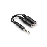 Y Cable 1/4" Trs To Dual 1/4" Trsf With White Earbud Headphones