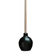 CMC 520 Buna Rubber Power Drain Plunger with 24" Solid Plastic Handle, 5-7/8" Head Diameter, Black (Case of 12)