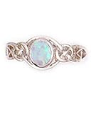 Morningflower White Opal & Celtic Knot Ring