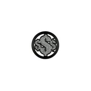 FRENCH CRAFT MATTE BLACK DIE CUT DOLLAR SIGNS BUCKLE W/ CLEAR RHINESTONES