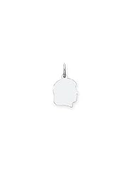 14k White Gold Plain Medium Facing Right Engravable Girl Charm