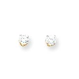 14k 4mm Round April White Zircon Post Earrings