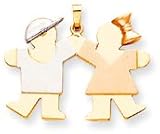 Boy With Cap And Girl With Bow Charm, Yellow/White/Pink Gold