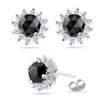 21UjPtgOKoL. SL160  2.48 3.26 Cts Black Diamond & 0.72 Cts White Diamond Cluster Stud Earrings in Platinum