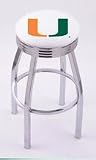 Miami Hurricanes (L8C3C) 30 Tall Logo Bar Stool by Holland Bar Stool Company (with Single Ring Swivel Chrome Solid Welded Base)