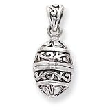 Sterling Silver Oval Prayer Box Pendant