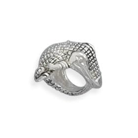 Wrap Around Alligator Story Bead Slide-on Charm Sterling Silver