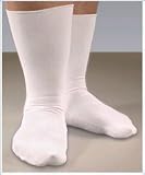 GreaterFeet Diabetic Stretch Socks, Crew, Unisex, Size 10-13, White (Pack of 3)