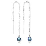 Sterling Silver Grey Cultured Pearl Threader Earrings - QE3855