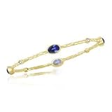 0.20 Cts Diamond  5.00 Cts Tanzanite Hammered Bangle in 14K Yellow Gold