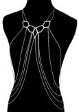 Women's Silver Bustline Pattern Pendant Body Chain. Layered Chains.