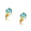 Blue Topaz Heart Stud Earrings in Solid Yellow Gold