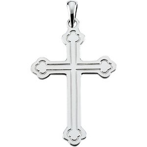 Genuine IceCarats Designer Jewelry Gift 14K White Gold Cross Pendant. 32.00X22.00 Mm Cross Pendant In 14K White Gold