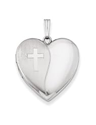 Genuine IceCarats Designer Jewelry Gift Sterling Silver 24Mm With Cross Design Heart Locket