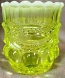 Vaseline Opalescent Glass Eyewinker Pattern Toothpick Holder
