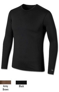 DuofoldÂ® by ChampionÂ® VarithermÂ® Brushed-Back Mid-Weight Crewneck Men's Base-Layer Shirt, L-Army Brown