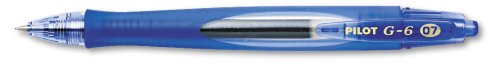 G6 Gel Retractable Roller Ball Pen, Blue Barrel/Ink, Fine Pt, 0.50mm