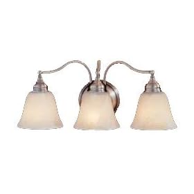 Murray Feiss Three-Light Bristol Vanity Strip, Pewter with White Alabaster Glass Shades # VS6703-PW