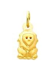 14K Yellow Gold Lion Charm Africa Zoo Animal Jewelry