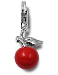 Sterling Silver Apple Pendant Teacher Gift Wholesale Charm Pure 925 New 12mm with 1mm Snake Chain