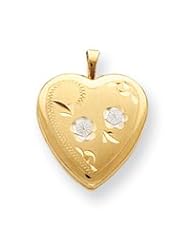 14k Gold Filled Two-color 2-Frame Heart Locket