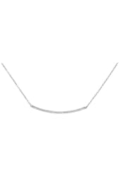 Silver Bar Necklace Curved High Polished Horizontal Bar Pendant Solid .925 Sterling Silver 16 - 17 inches