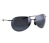MAUI JIM SUGAR BEACH 421 421-02 GLOSS BLACK PLASTIC NEUTRAL GREY POLARIZED RIMLESS SUNGLASSES SHADES