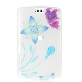 White Flower with Purple Butterfly Snap on Faceplate Hard Case Cover for Apple 3G iPhone / iPhone 3GS 3G S Cell Phone