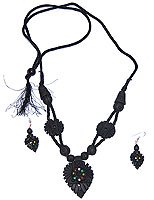 Asian Jewelry Necklace and Earing In Terracota Handcrafted Womens Gift