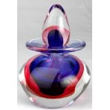 Murano Glass Blue & Red Sommerso Perfume Bottle Elegant 100% Hand Blown Art X148-1