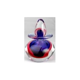 Murano Glass Blue & Red Sommerso Perfume Bottle Elegant 100% Hand Blown Art X148-1