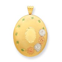 14k Gold Filled Tri-color 4-Frame Oval Locket