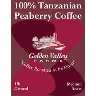 100% Tanzanian Peaberry Coffee, Ground, 1lb by Golden Valley Farms