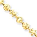 14k Diamond-Cut Seashell Bracelet - 7 Inch - Lobster Claw