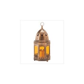 Copper | Amber Candle Lantern - Style 39063 by Gift Warehouse