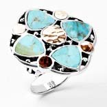 Barse Sterling Silver Turquoise and Copper Ring 