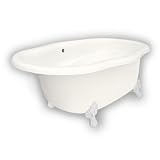 American Bath Factory B4-72-BB-LH-NH-M2-15-WH Caspian Whirlpool Clawfoot Bathtub in Bisque, Ball and
