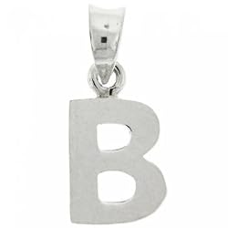 Ladies Sterling Silver Letter B Initial Dangle Pendant
