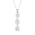 Silver 3 Square Mother-of-Pearl Drop Pendant on adjustable curb Chain 41cm-46cm