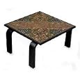 NOVICA Leather and wood end-table, 'Raceme of Nature'