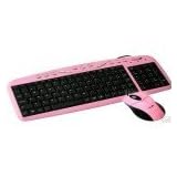 Pink Computer PC Multimedia Keyboard And Optical Mouse - USB/PS2