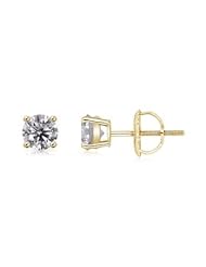 0.9 ct Solitaire Diamond Stud Earrings in Yellow Gold