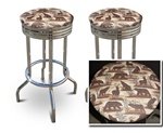 2 Wildlife Animals Themed Fabric Specialty / Custom Barstools Set