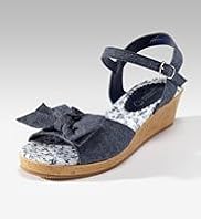 Open Toe Bow Slingback Wedge Shoes