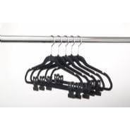 ULTRA-SLIM VELVET SUIT HANGERS W/PANT FINGER CLIPS - SET OF 5- BLACK