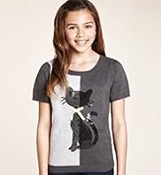 Girls Limited Pure Cotton Cat Knitted Jumper