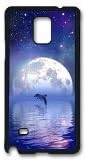 Note 4 Cases, Personalized Hard PC Black Case Cover for Samsung Galaxy Note 4 Blue Ocean Dolphin